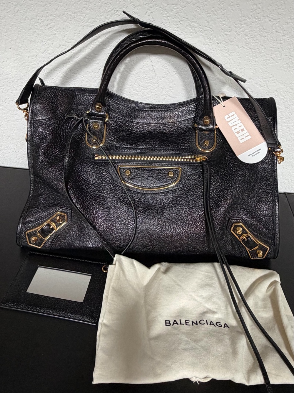 Balenciaga City Classic Metallic Edge Bag Leather Medium - Black, Gold Hardware